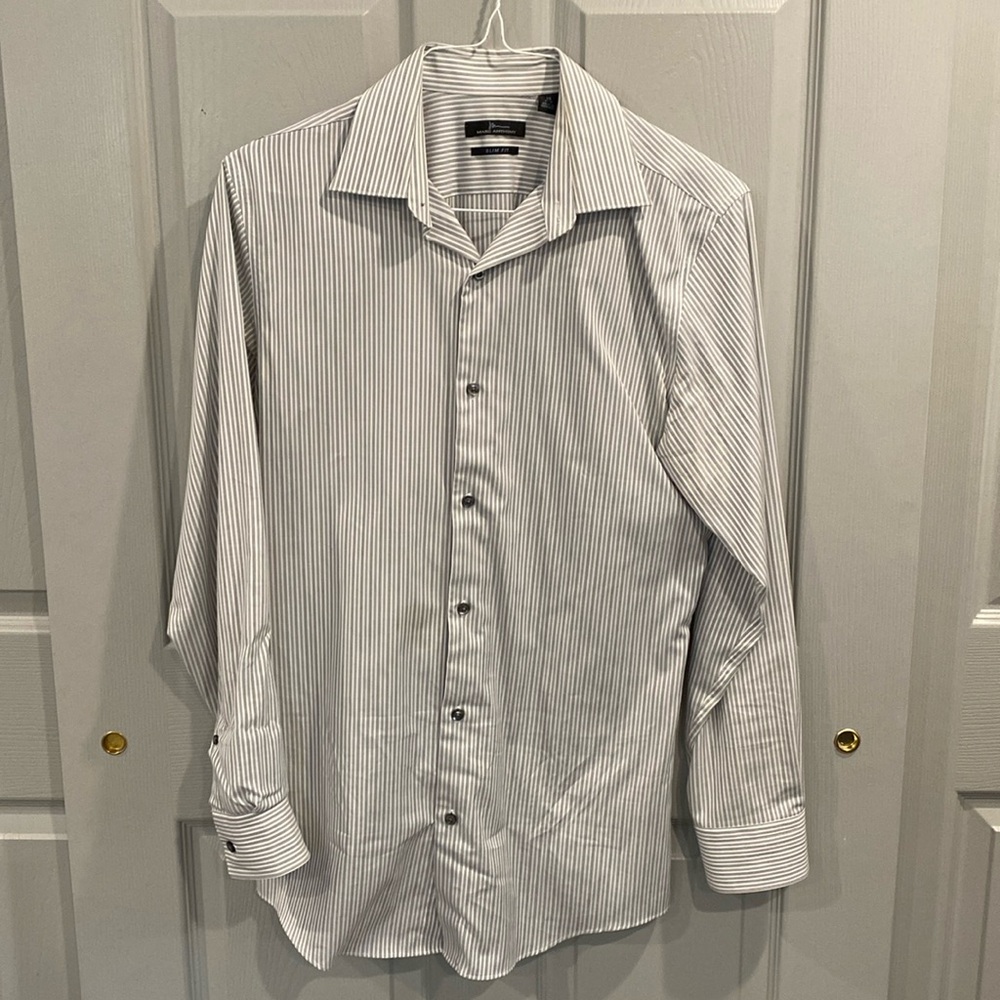 Marc Anthony Men’s Striped Slim Fit Dress Shirt